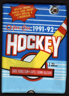 1991-92 NHL O-Pee-Chee Pack of Cards/ Bubblegum