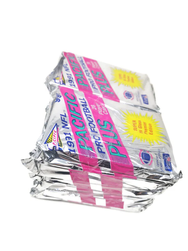 1991 Pacific Pro Football Plus Jumbo Card Packs (Lot of 12 Packs)