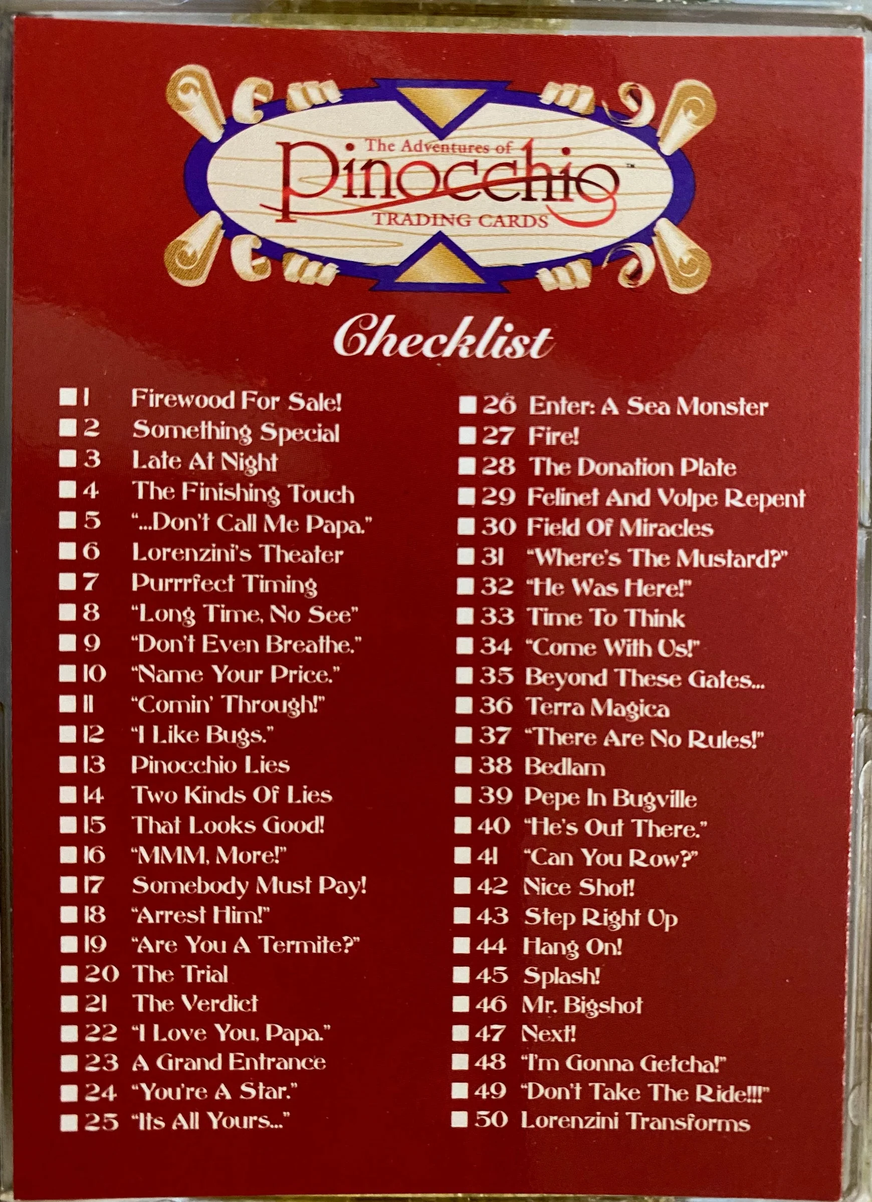 1996 Inkworks The Adventures of Pinocchio Trading Cards Box - Image 3