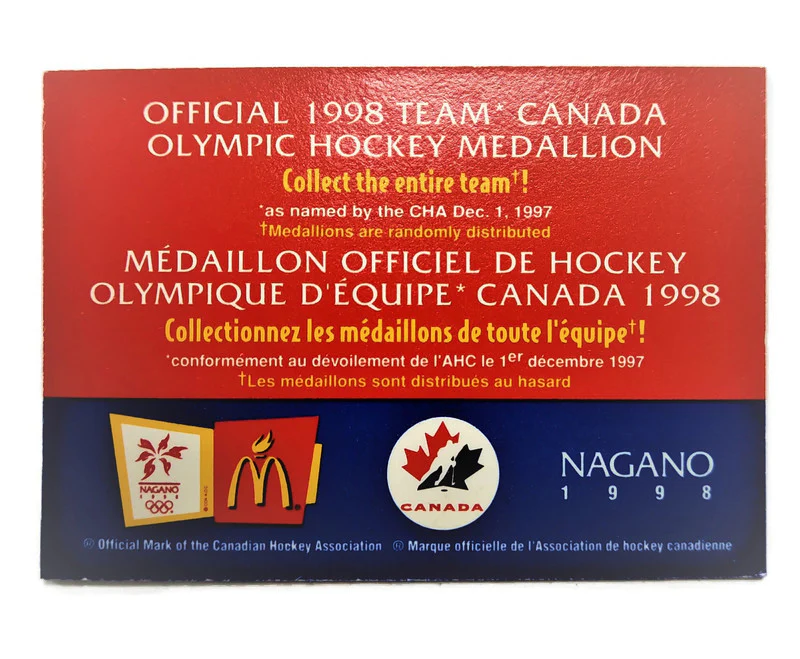 1998 McDonalds Team Canada Olympic Hockey Medallion Pack (Lot of 6) - Image 2