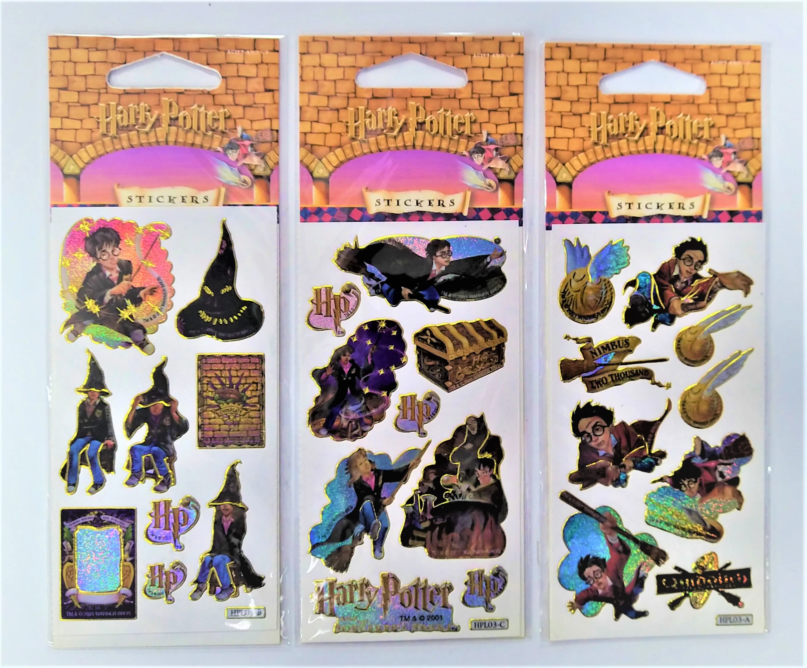 2001 Warner Bros Harry Potter Stickers (Set of 3)