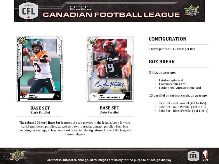 2020 Upper Deck CFL Football Hobby Box - Image 5