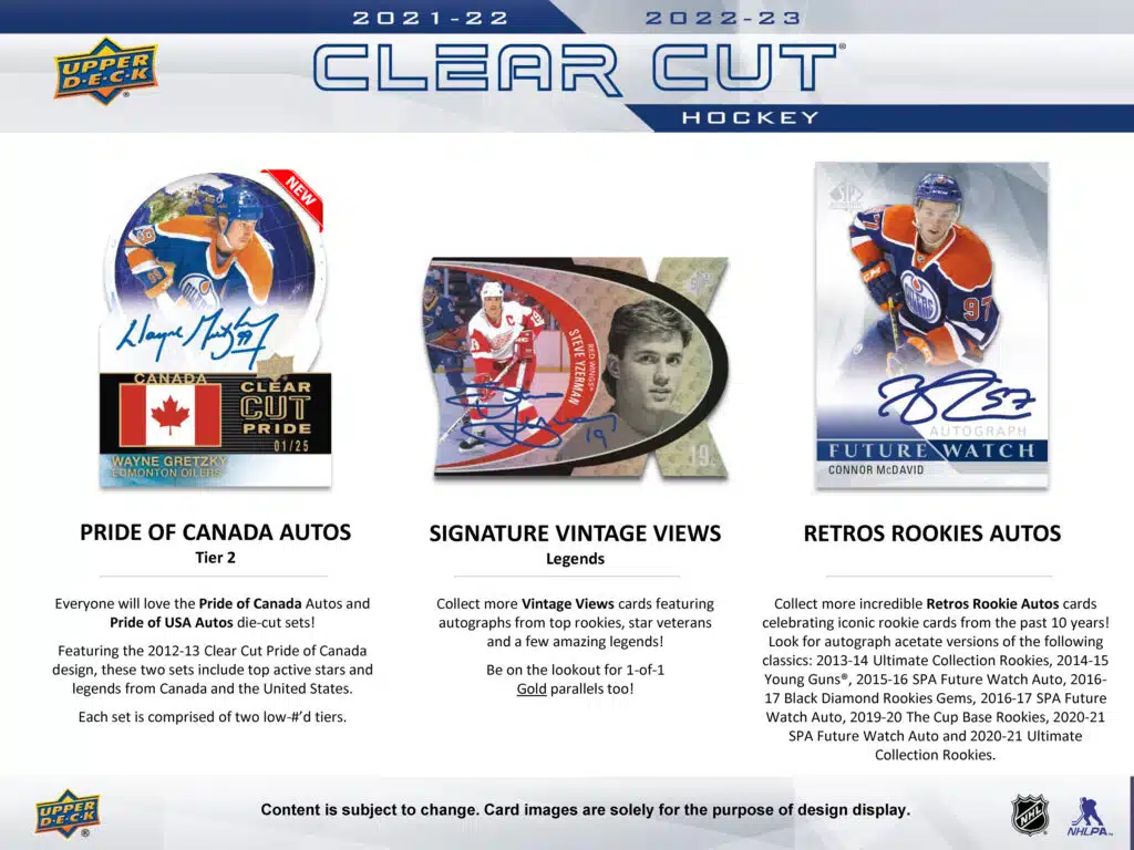 2021-22 & 2022-23 Upper Deck Clear Cut Hockey Hobby Box - Image 3