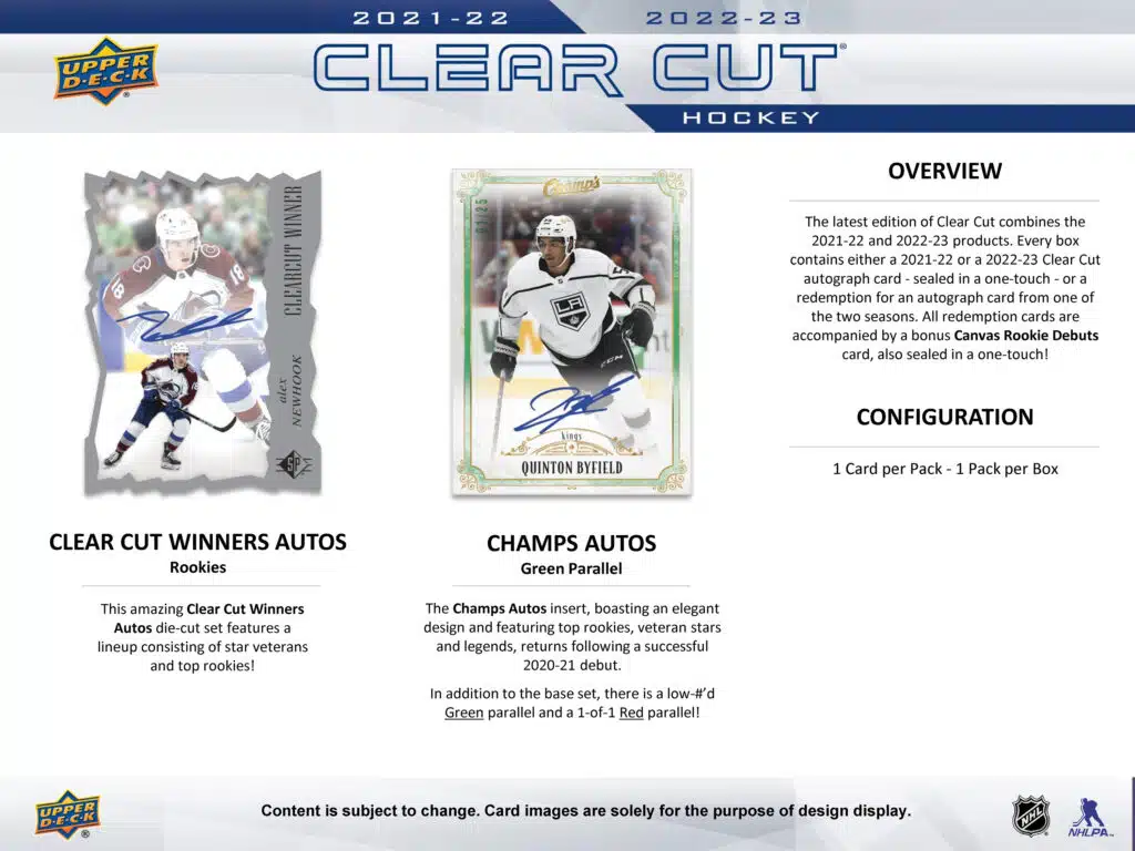 2021-22 & 2022-23 Upper Deck Clear Cut Hockey Hobby Box Master Case (30 boxes per Master) - Image 3