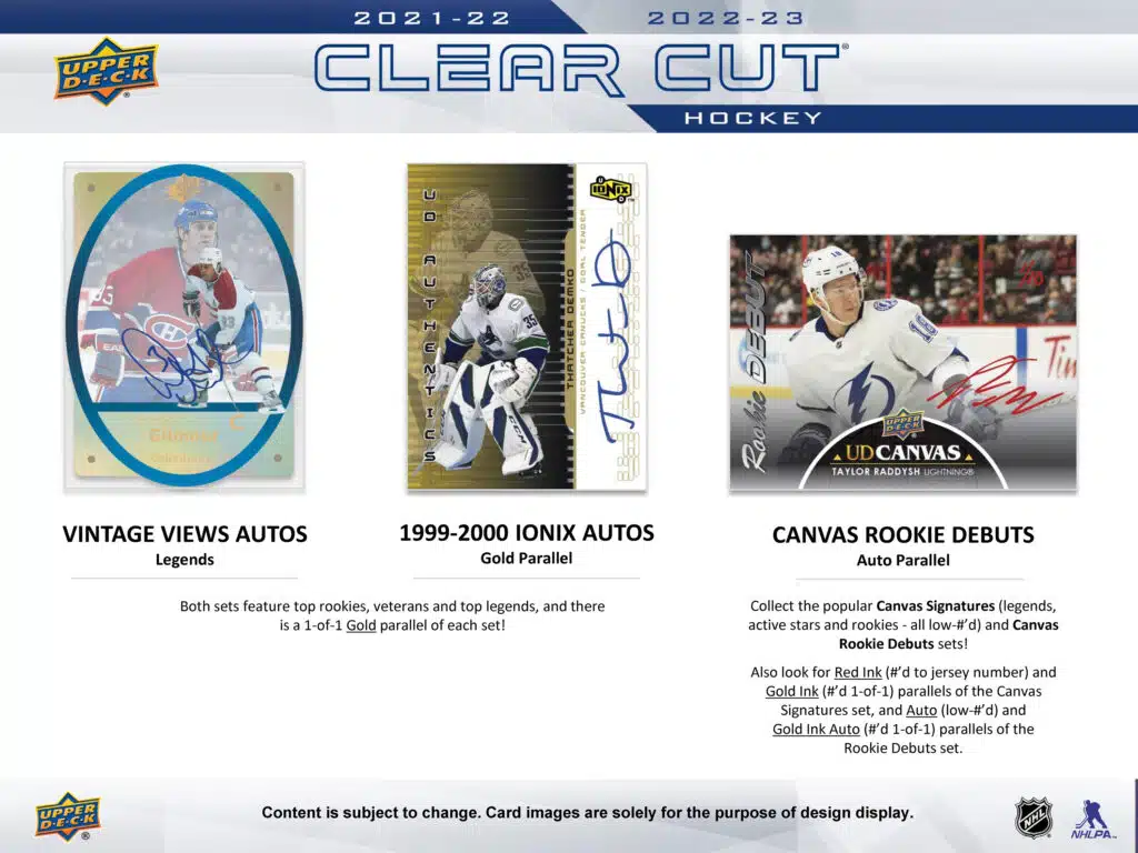 2021-22 & 2022-23 Upper Deck Clear Cut Inner Case (15 boxes per Inner) - Image 3