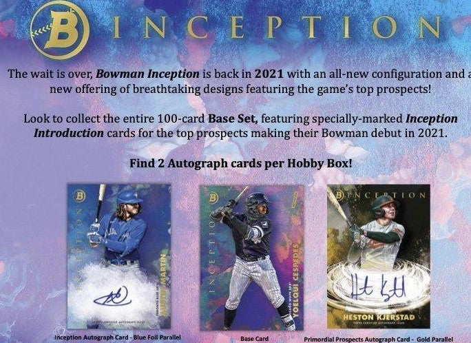 2021 Bowman Inception Baseball Hobby Box - Image 3
