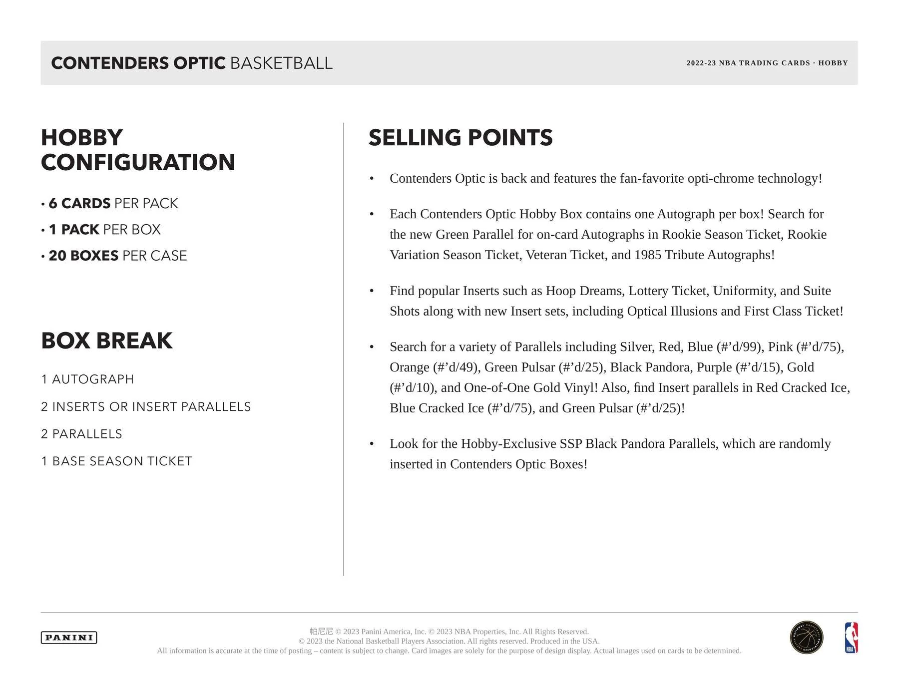 2022-23 Panini Contenders Optic Basketball Hobby Box - Image 3
