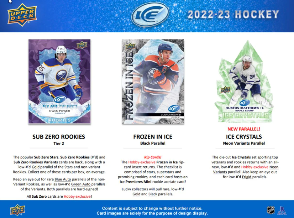 2022-23 Upper Deck Ice Hockey Hobby Box - Image 4