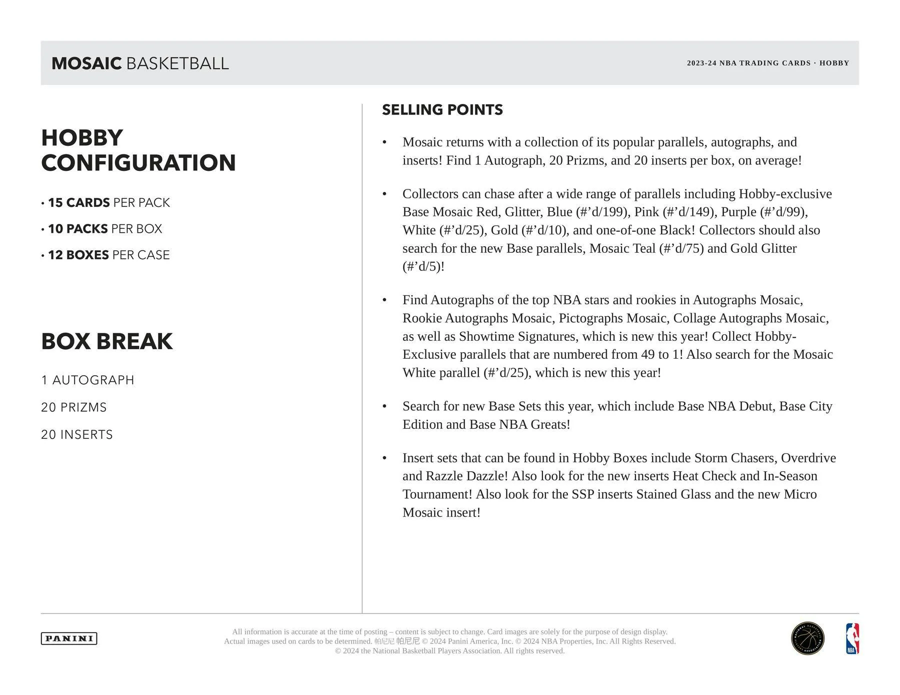 2023-24 Panini Mosaic Basketball Hobby Box - Image 8