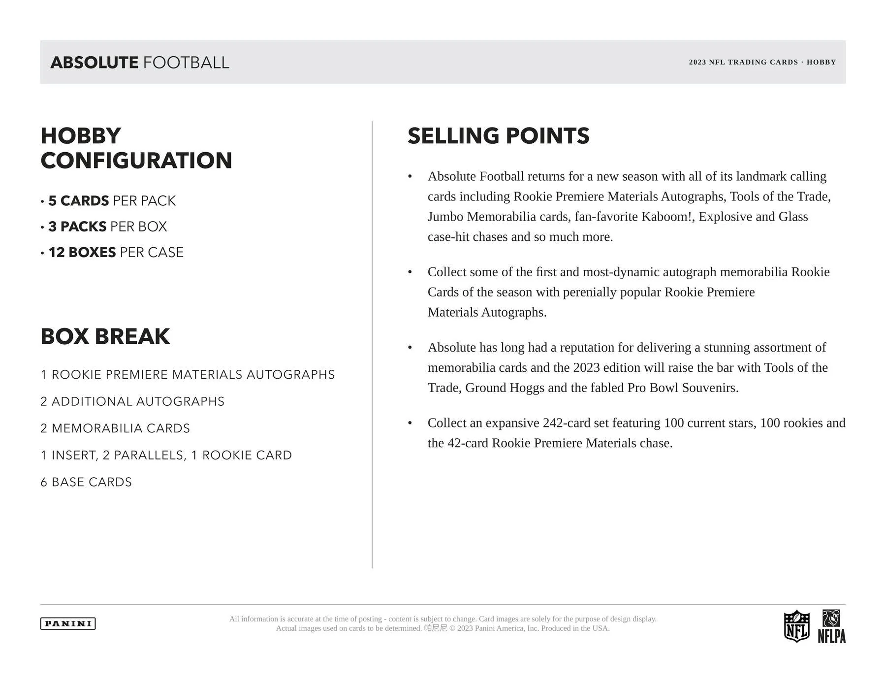 2023 Panini Absolute Football Hobby Box - Image 6