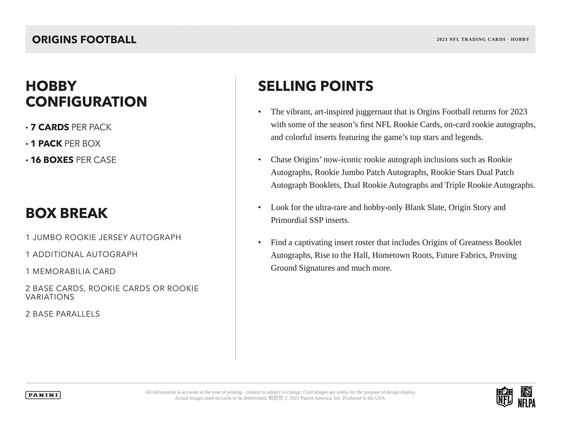 2023 Panini Origins Football Hobby Box - Image 7