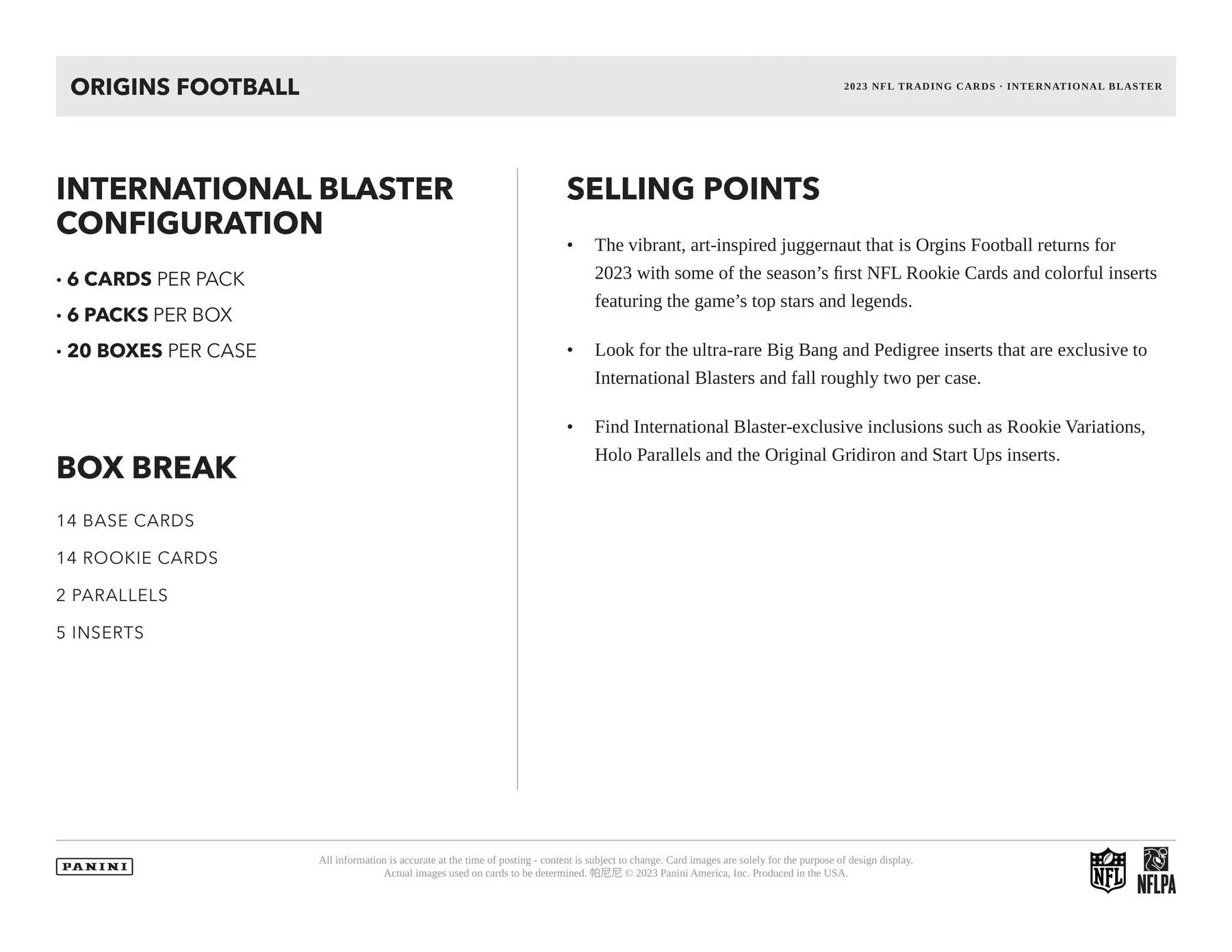 2023 Panini Origins Football International Blaster Box - Image 5