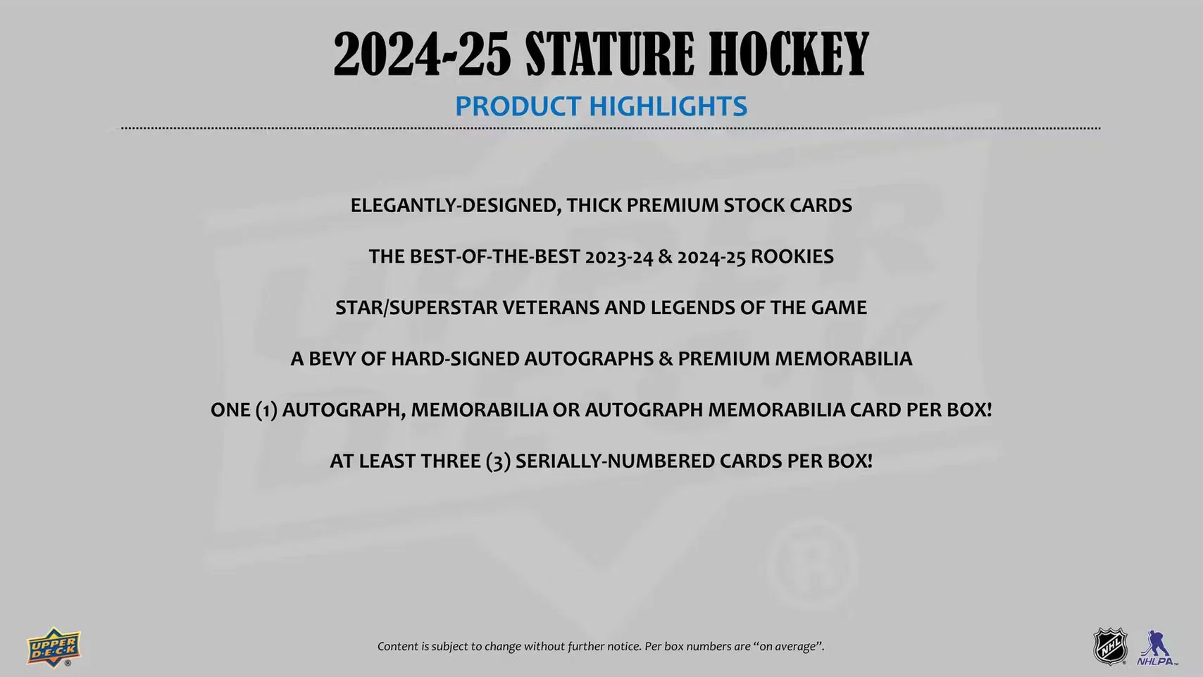 2024-25 Upper Deck Stature Hockey Hobby Box - Image 2