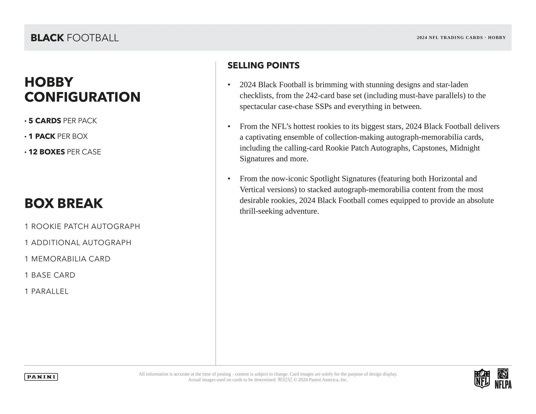 2024 Panini Black Football Hobby Box - Image 7