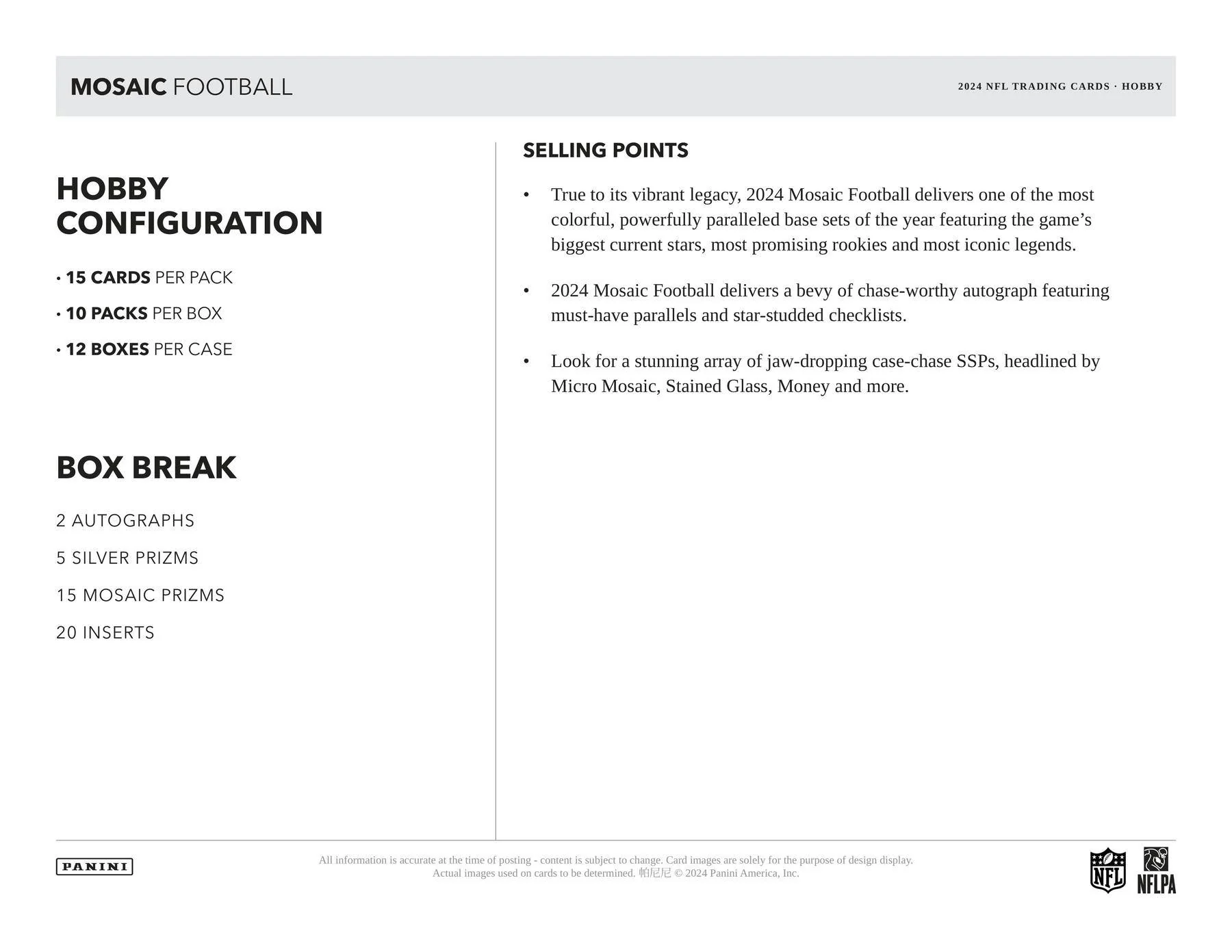 2024 Panini Mosaic Football Hobby Box - Image 8