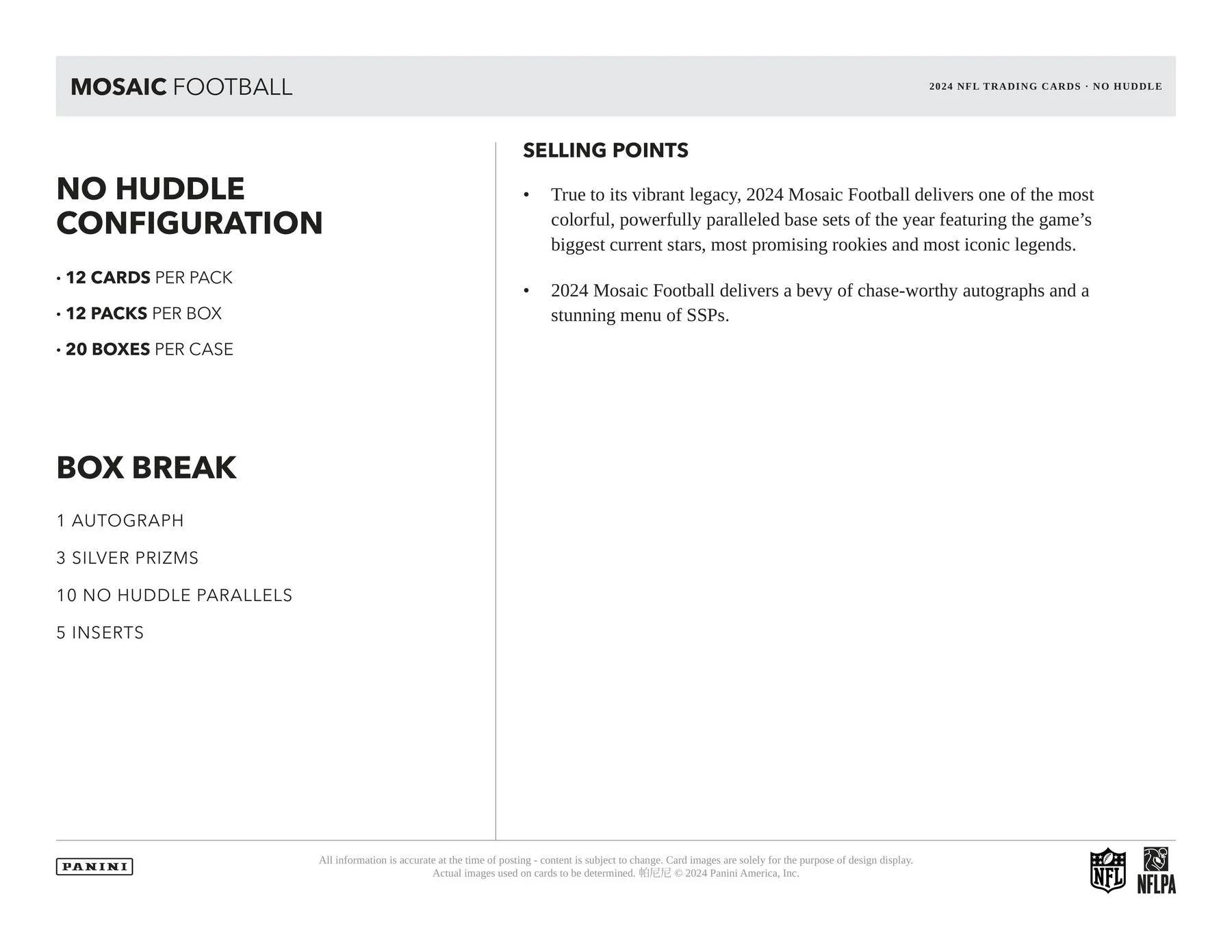 2024 Panini Mosaic No Huddle Football Hobby Box - Image 5