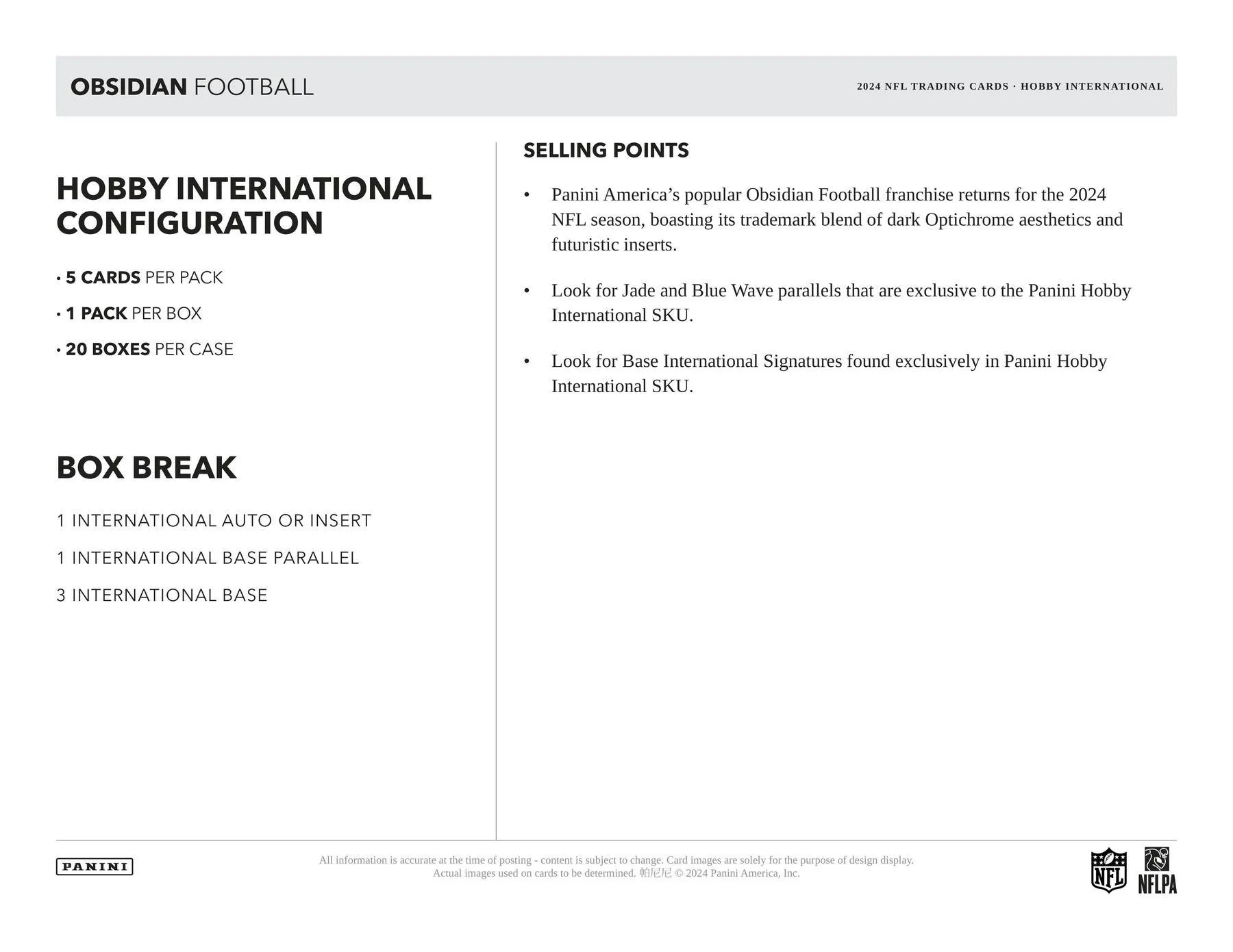2024 Panini Obsidian Football International Hobby Box - Image 5