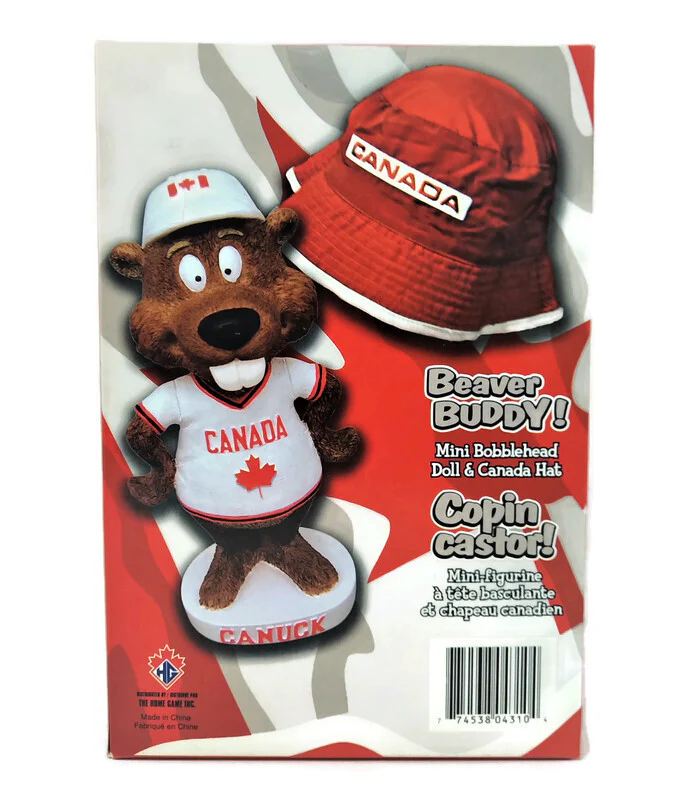 Canada Canuck Beaver Buddy Mini Bobblehead Doll & Canada Hat Set - Image 5