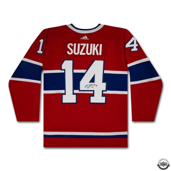 Nick Suzuki Autographed Red Adidas Montreal Canadiens Jersey With Captains Patch