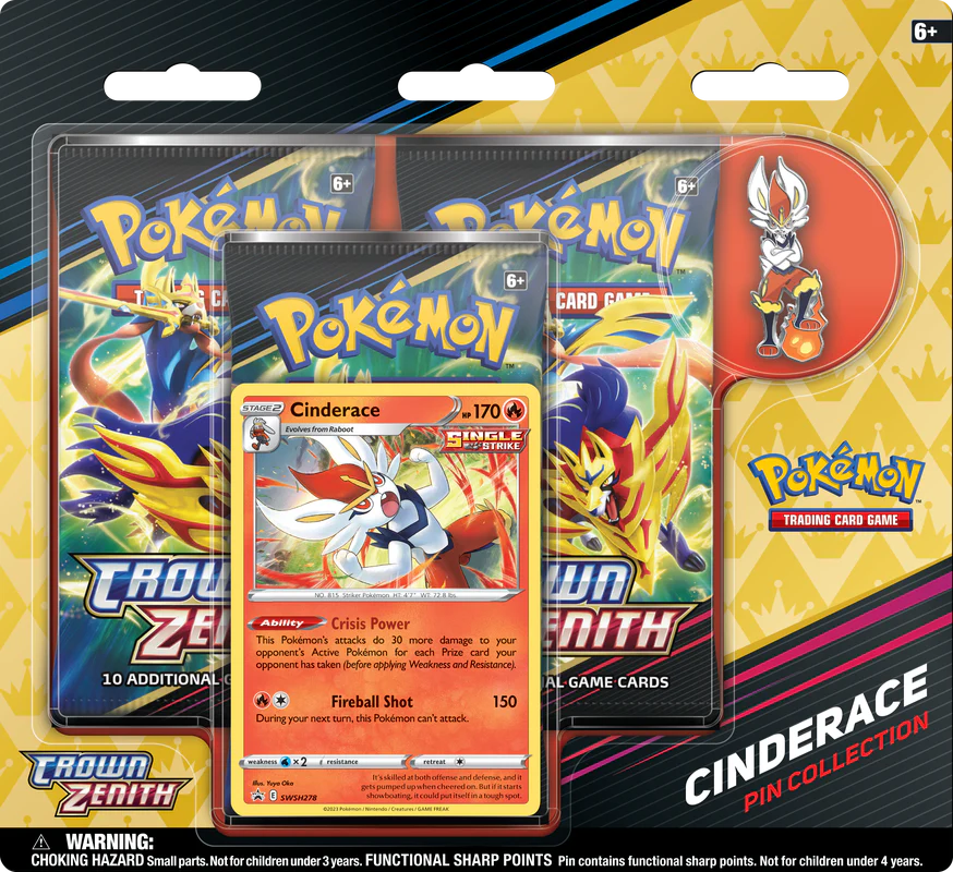 Pokemon Crown Zenith Pin Collection (Cinderace, Rillaboom and Inteleon) - Image 3