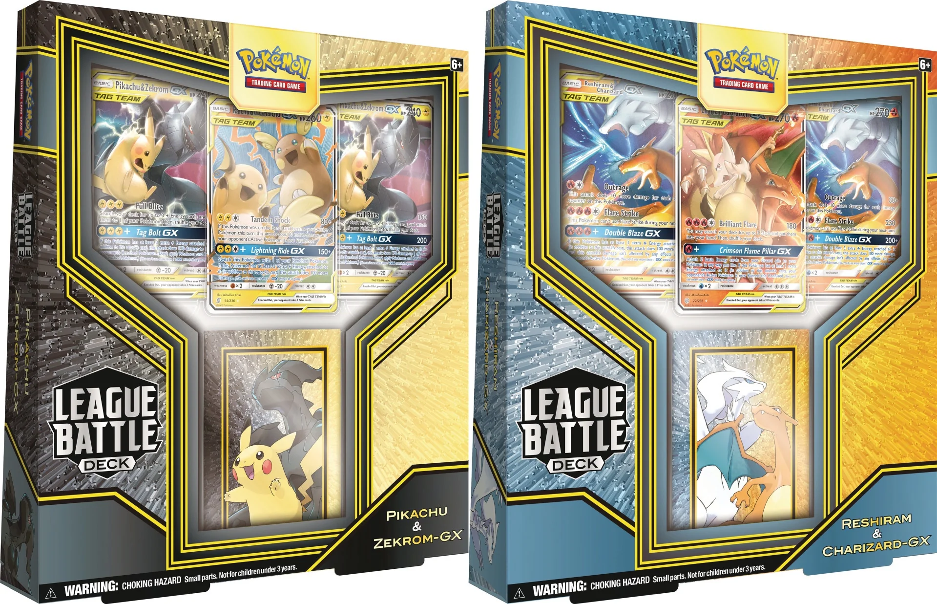Pokémon Pikachu & Zekrom-GX and Reshiram & Charizard-GX League Battle Decks Set of 2