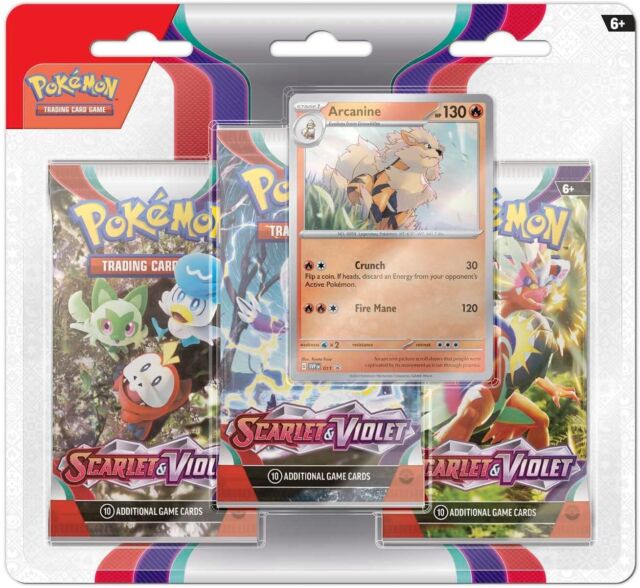 Pokemon  Scarlet and Violet 3 Pack Blister (Arcanine/Dondozo)