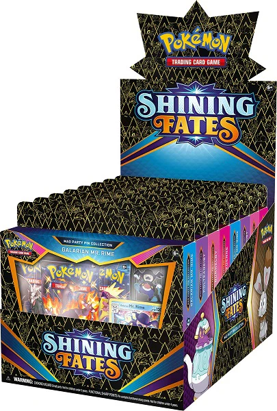 Pokemon Shining Fates Mad Party Pin Collection Display Box (Bunnelby, Dedenne, Galarian Mr. Rime, & Polteageist)