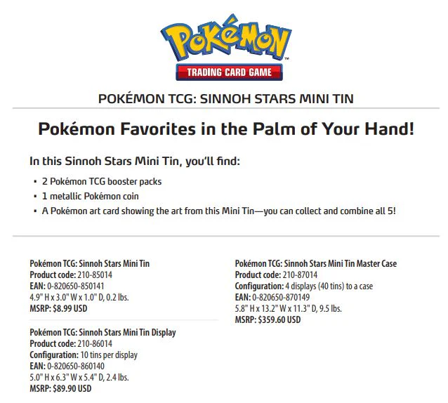 Pokemon Sinnoh Stars Mini Tin Display Box - Image 3