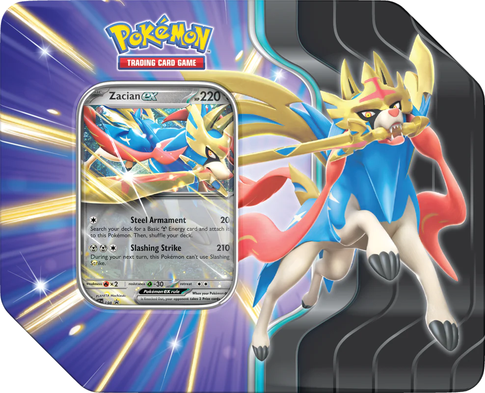 Pokemon Slashing Legends Zacian ex Tin